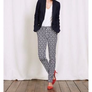 Boden Navy & White Ankle Richmond Trouser Geometric Mosiac Print WM454 S…